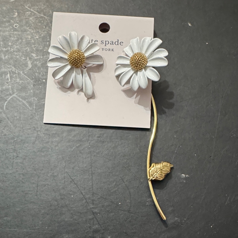 Kate Spade Gold and White Floral Earrings